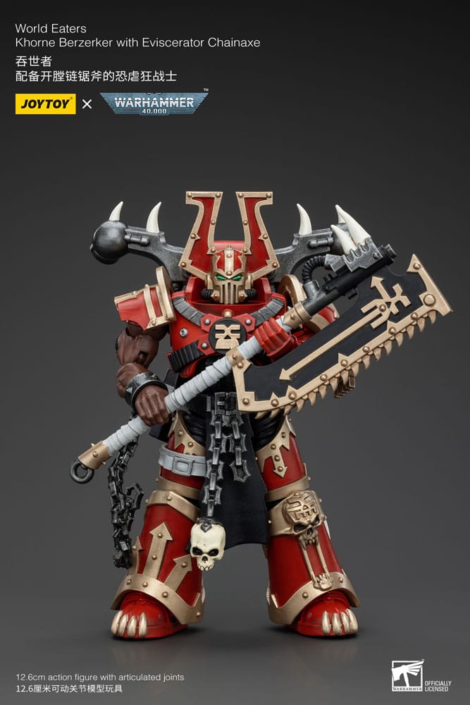 Warhammer 40k Actionfigur 1/18 World Eaters Khorne Berzerker with Eviscerator Chainaxe 13 cm - Versand: 5-7 Tage nach Bestellung