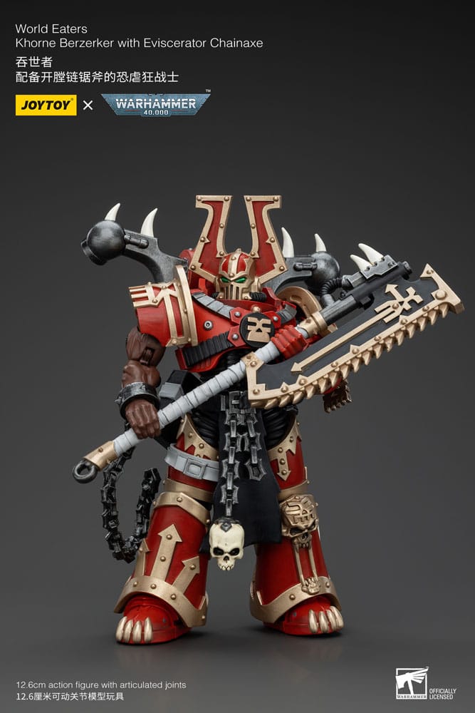 Warhammer 40k Actionfigur 1/18 World Eaters Khorne Berzerker with Eviscerator Chainaxe 13 cm - Versand: 5-7 Tage nach Bestellung