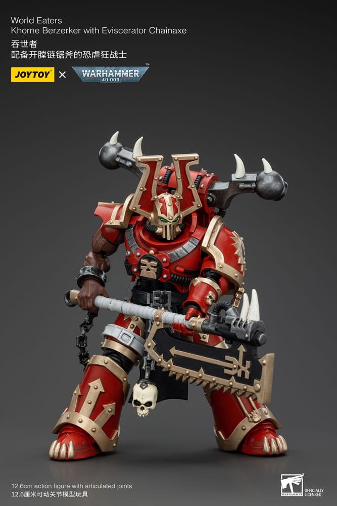 Warhammer 40k Actionfigur 1/18 World Eaters Khorne Berzerker with Eviscerator Chainaxe 13 cm - Versand: 5-7 Tage nach Bestellung