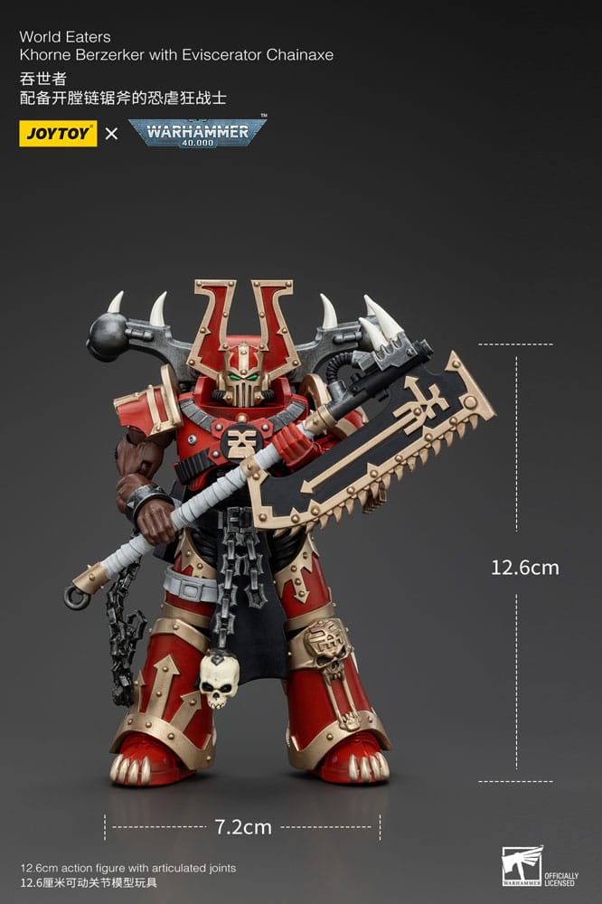 Warhammer 40k Actionfigur 1/18 World Eaters Khorne Berzerker with Eviscerator Chainaxe 13 cm - Versand: 5-7 Tage nach Bestellung