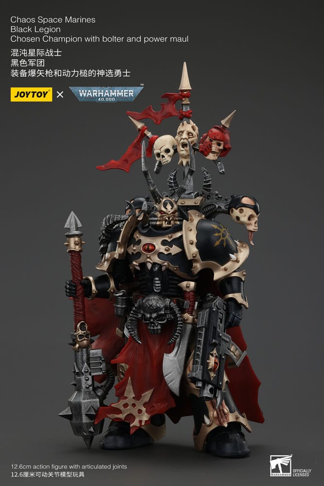 Warhammer 40k Actionfigur Chaos Space Marines Black Legion Chosen Champion with bolter and power maul 20 cm - Versand: 5-7 Tage nach Bestellung