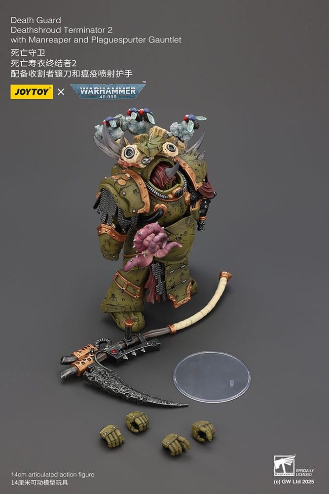 Warhammer 40k Actionfigur 1/18 Death Guard Deathshroud Terminator Championwith Manreaper and Plaguespurter Gauntlets 14 cm - Preorder - ETA: 19.03.2026