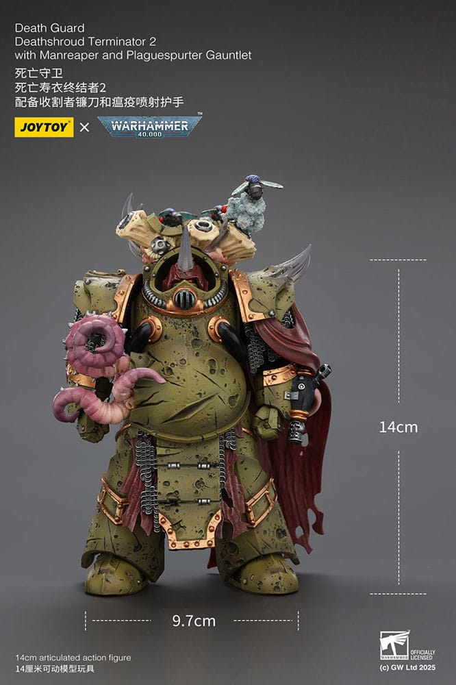 Warhammer 40k Actionfigur 1/18 Death Guard Deathshroud Terminator 2 with Manreaper and Plaguespurter Gauntlet 14 cm - Preorder - ETA: 19.03.2026