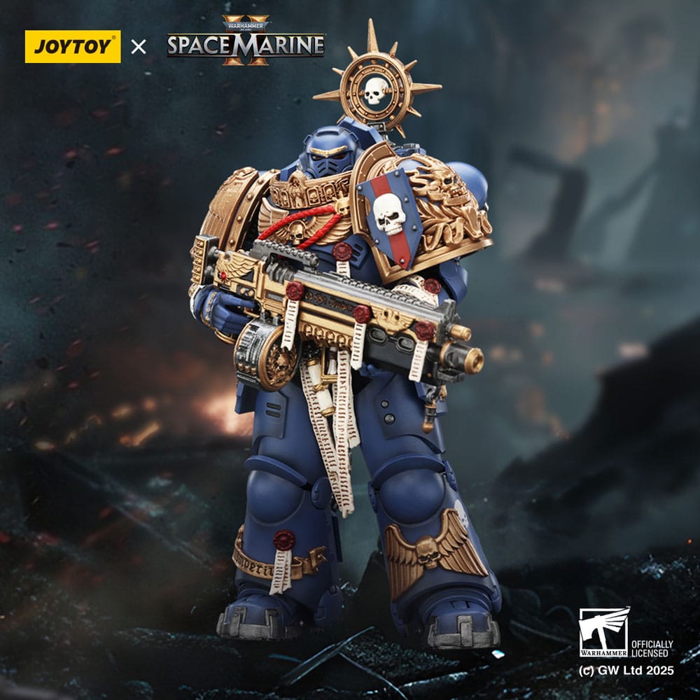 Warhammer 40,000: Space Marine 2 Actionfigur Ultramarines Heavy Relic Primus Armor with Heavy Relic Bolt Rifle 13 cm - Preorder - ETA: 25.04.2026