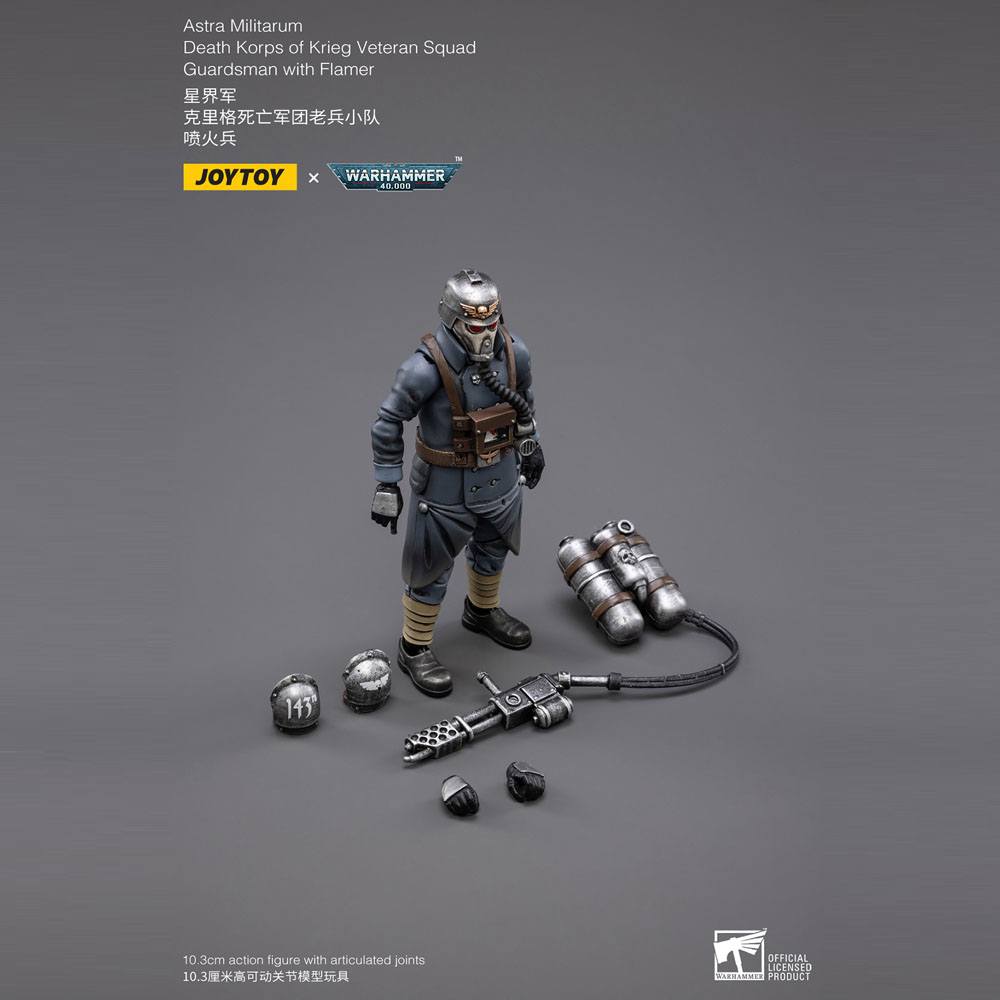 Warhammer 40k Actionfigur 1/18 Death Korps of Krieg Veteran Squad Guardsman with Flamer 10 cm - Preorder - ETA: 25.09.2026
