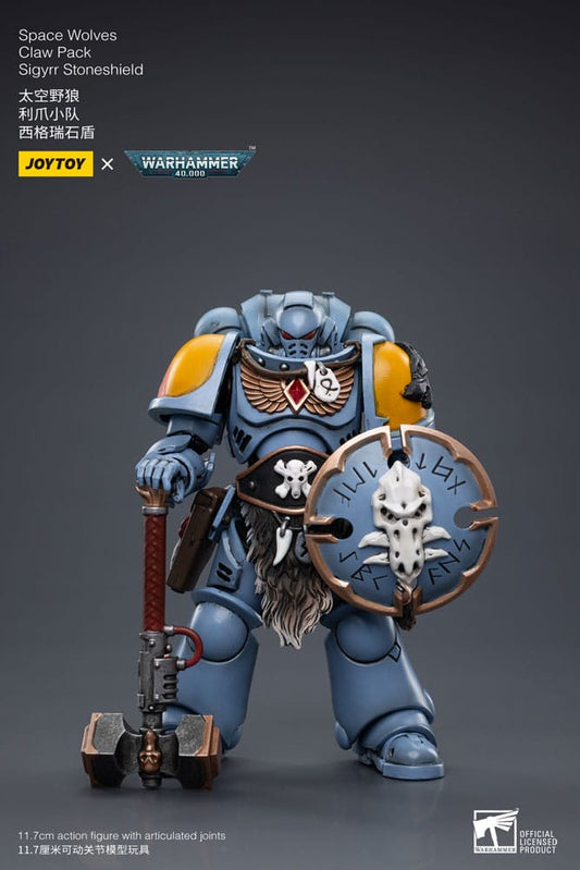 Warhammer 40k Actionfigur 1/18 Space Wolves Claw Pack Sigyrr Stoneshield 12 cm   - Versand: 5-7 Tage nach Bestellung