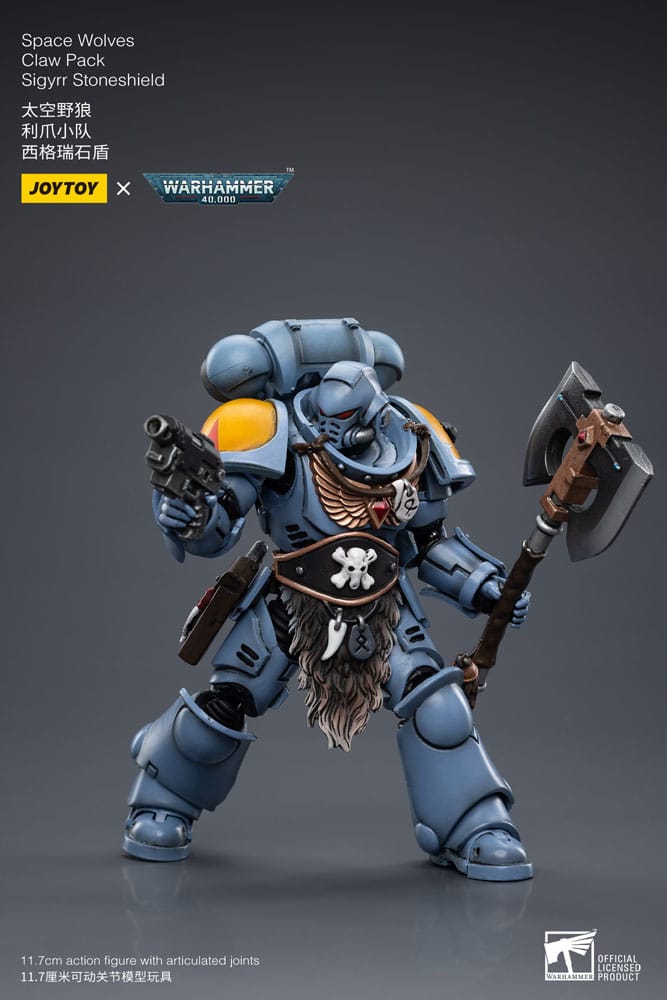 Warhammer 40k Actionfigur 1/18 Space Wolves Claw Pack Sigyrr Stoneshield 12 cm - Versand: 5-7 Tage nach Bestellung