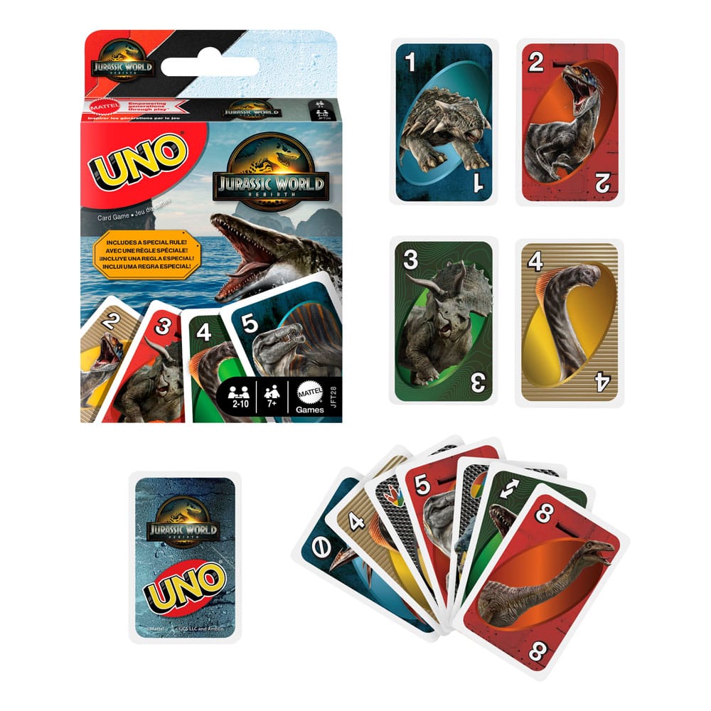 Jurassic World: Die Wiedergeburt UNO Kartenspiel - Versand: 5-7 Tage nach Bestellung