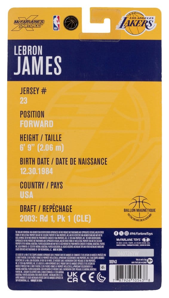 NBA SportsPicks Actionfigur Lebron James (Los Angeles Lakers) 16 cm - Versand: 7 Tage nach Bestellung