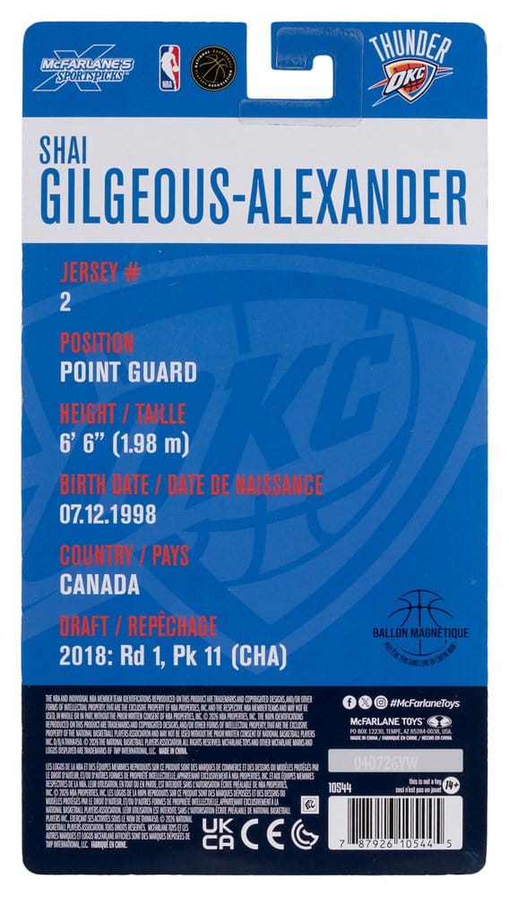 NBA SportsPicks Actionfigur Shai Gilgeous-Alexander (Oklahoma City Thunder) 16 cm - Versand: 7 Tage nach Bestellung