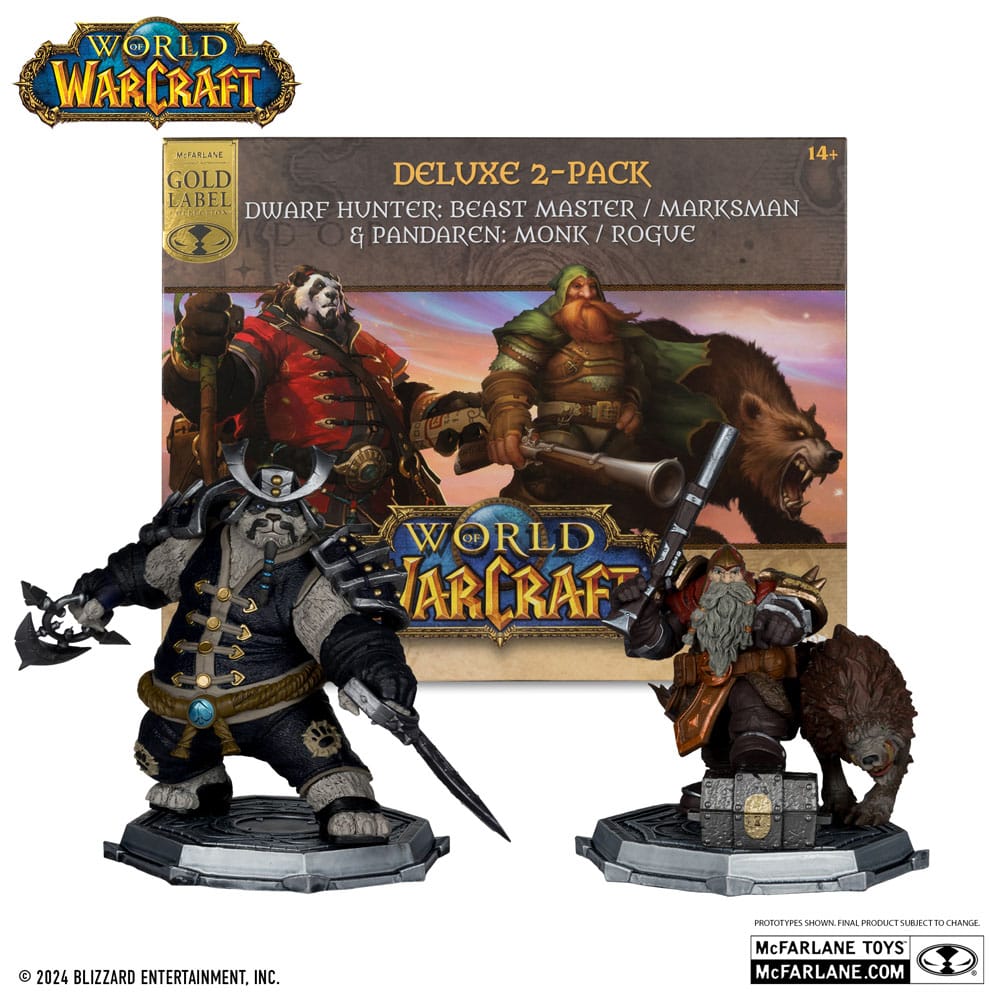 World of Warcraft PVC Statuen 2er-Pack 1/12 Dwarf Hunter: Beast Master & Pandaren: Monk (Gold Label) 15 cm - Versand: 5-7 Tage nach Bestellung
