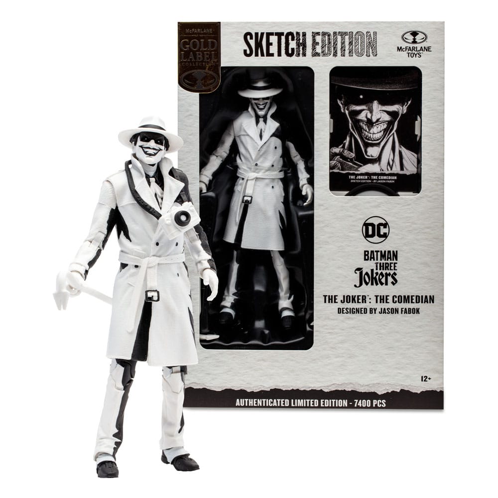 Batman: Three Jokers DC Multiverse Actionfigur The Joker: The Comedian Sketch Edition (Gold Label) 18 cm - Versand: 5-7 Tage nach Bestellung