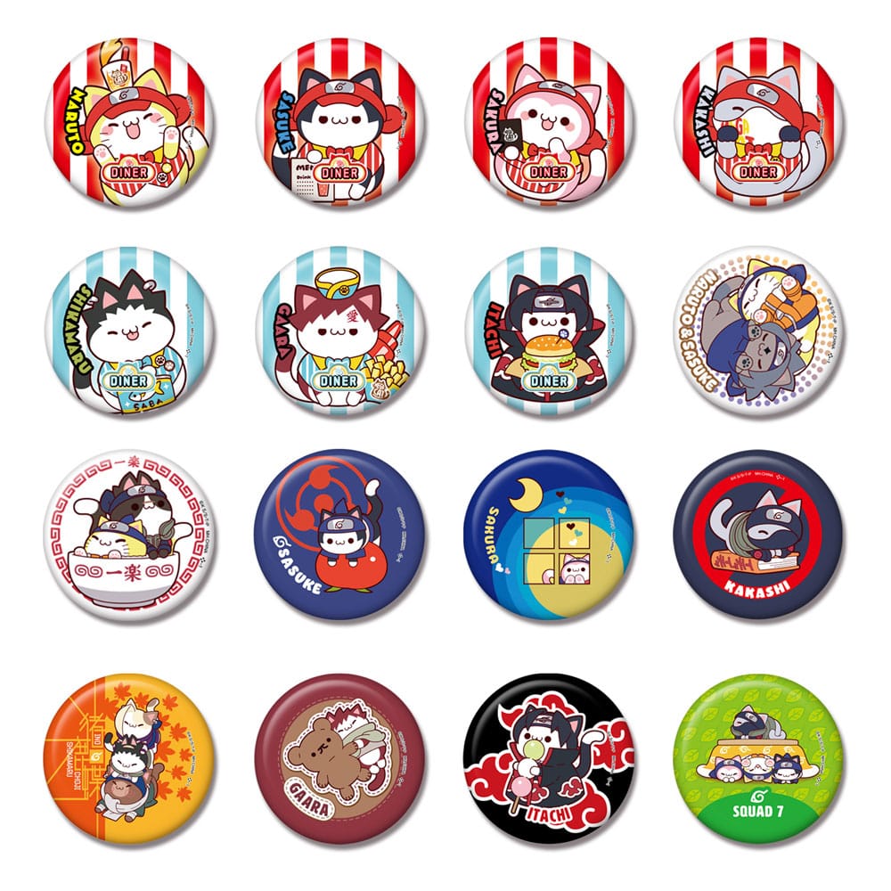 Naruto Mega Cat Project Nyaruto! Metall Ansteck-Buttons 5 cm Sortiment (16) - Preorder - ETA: 25.02.2026