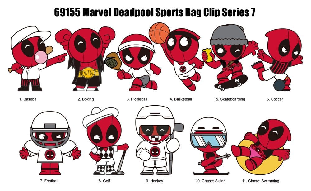 Deadpool 3D PVC-Taschenanhänger Serie 7 Display (24) - Preorder - ETA: 26.10.2026