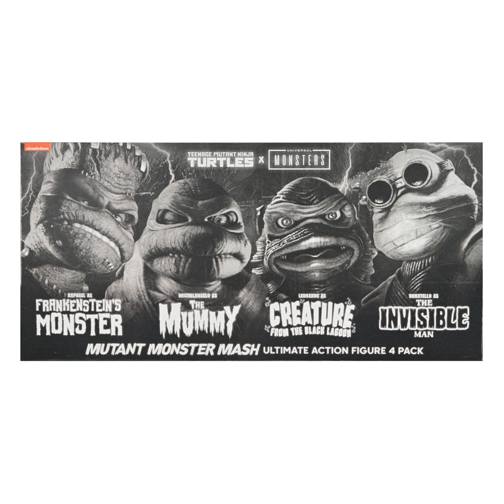 Universal Monsters x Teenage Mutant Ninja Turtles Actionfiguren 4er-Pack Turtles Black & White 18 cm - Versand: 5-7 Tage nach Bestellung