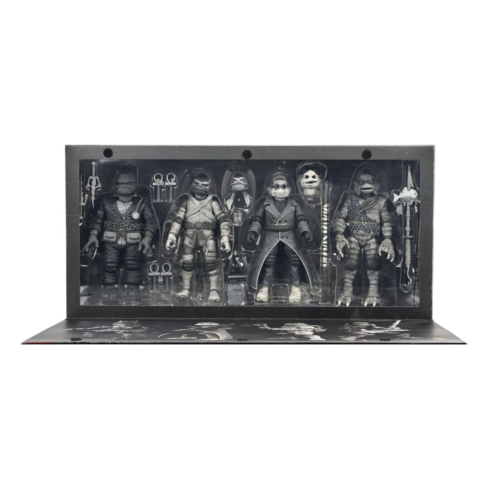 Universal Monsters x Teenage Mutant Ninja Turtles Actionfiguren 4er-Pack Turtles Black & White 18 cm - Versand: 5-7 Tage nach Bestellung