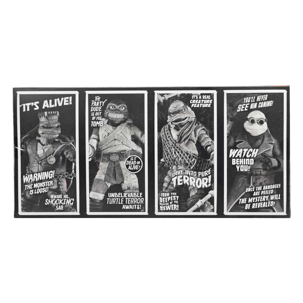 Universal Monsters x Teenage Mutant Ninja Turtles Actionfiguren 4er-Pack Turtles Black & White 18 cm - Versand: 5-7 Tage nach Bestellung