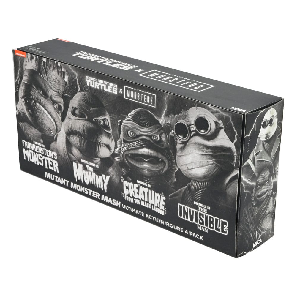 Universal Monsters x Teenage Mutant Ninja Turtles Actionfiguren 4er-Pack Turtles Black & White 18 cm - Versand: 5-7 Tage nach Bestellung