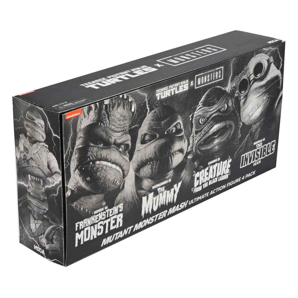 Universal Monsters x Teenage Mutant Ninja Turtles Actionfiguren 4er-Pack Turtles Black & White 18 cm - Versand: 5-7 Tage nach Bestellung