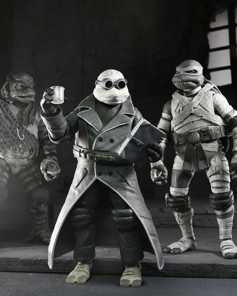 Universal Monsters x Teenage Mutant Ninja Turtles Actionfiguren 4er-Pack Turtles Black & White 18 cm - Versand: 5-7 Tage nach Bestellung