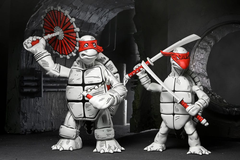Teenage Mutant Ninja Turtles (Mirage Comics) Actionfiguren 2er-Pack Black and White First Turtles 18 cm - Preorder - ETA: 19.09.2025