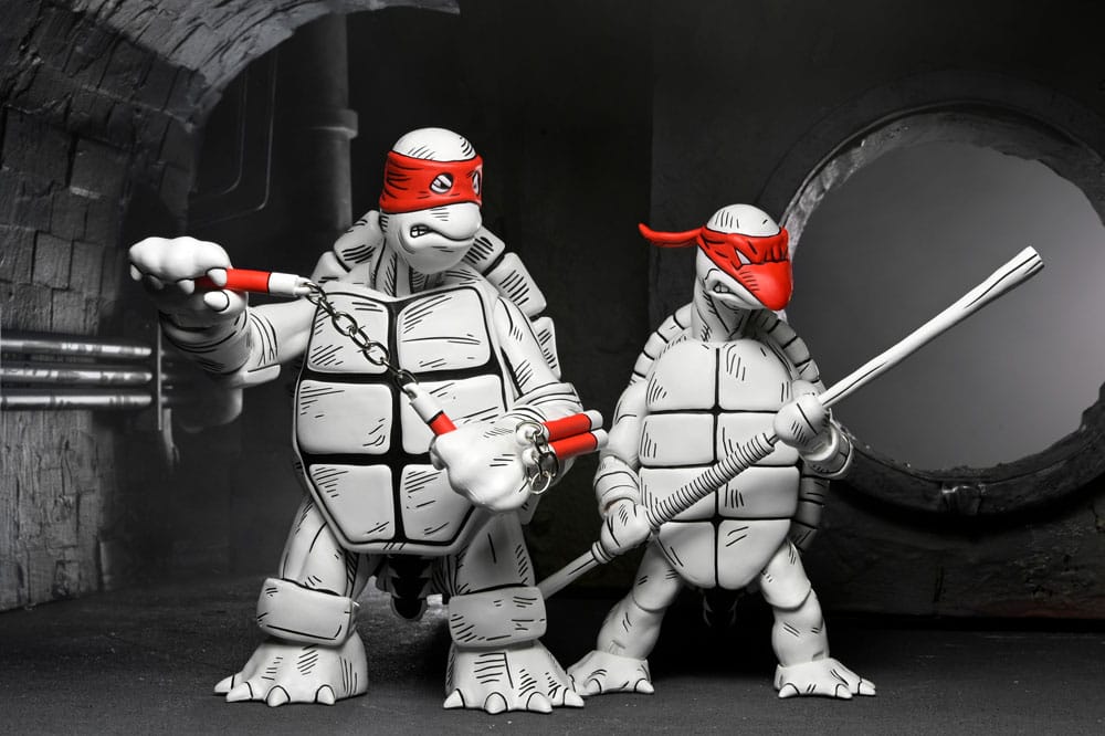 Teenage Mutant Ninja Turtles (Mirage Comics) Actionfiguren 2er-Pack Black and White First Turtles 18 cm - Preorder - ETA: 19.09.2025