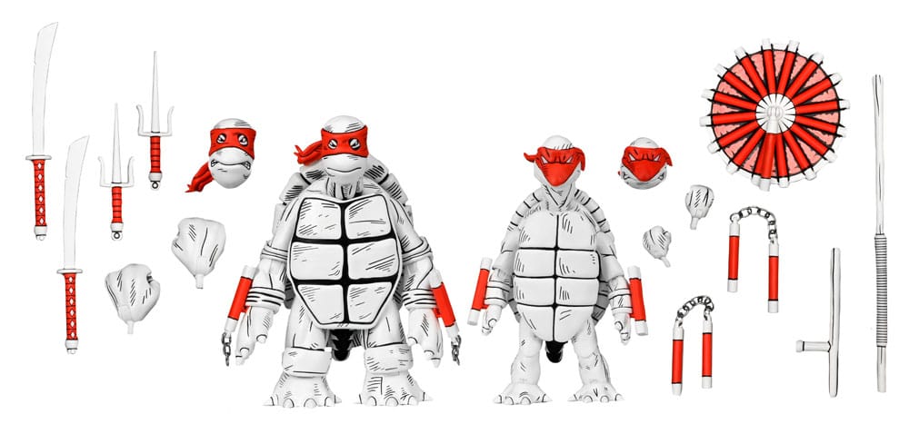 Teenage Mutant Ninja Turtles (Mirage Comics) Actionfiguren 2er-Pack Black and White First Turtles 18 cm - Preorder - ETA: 19.09.2025
