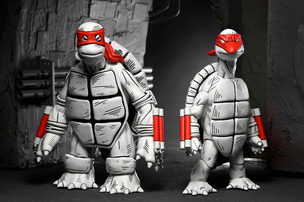 Teenage Mutant Ninja Turtles (Mirage Comics) Actionfiguren 2er-Pack Black and White First Turtles 18 cm - Preorder - ETA: 19.09.2025