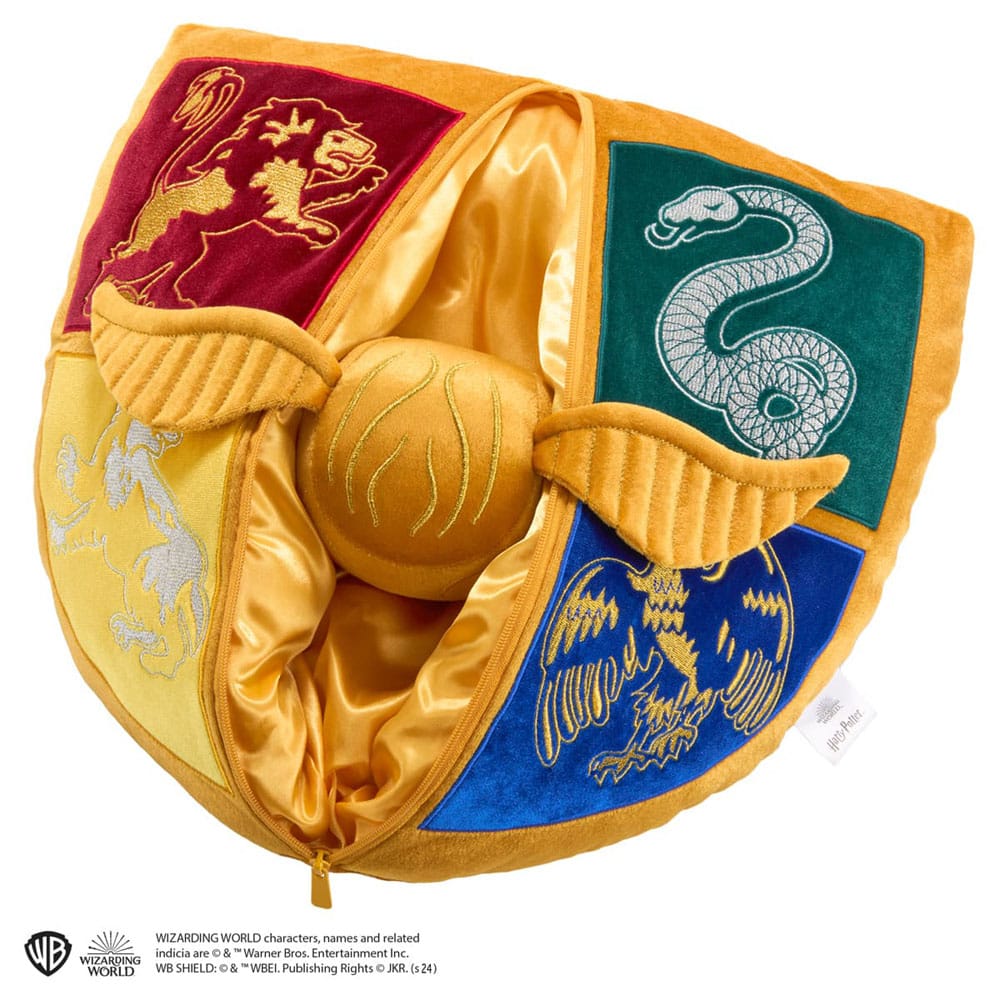 Harry Potter Kissen mit Plüschfigur Quidditch Wappen & Goldener Schnatz - Versand: 5-7 Tage nach Bestellung