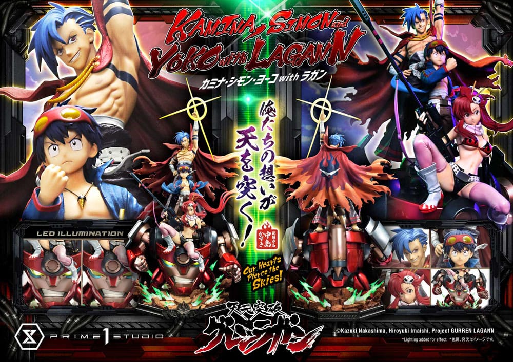 Gurren Lagann Ultimate Premium Masterline Series Statue 1/4 Kamina, Simon & Yoko with Lagann Deluxe Bonus Version 97 cm - Preorder - ETA: 20.01.2026
