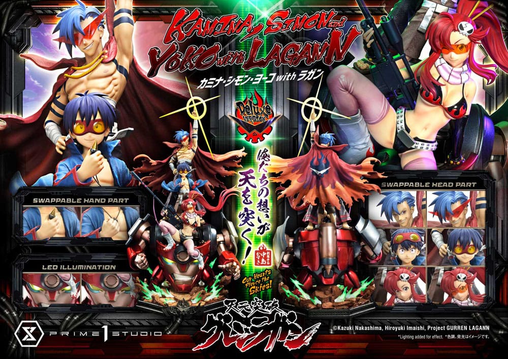 Gurren Lagann Ultimate Premium Masterline Series Statue 1/4 Kamina, Simon & Yoko with Lagann Deluxe Bonus Version 97 cm - Preorder - ETA: 20.01.2026