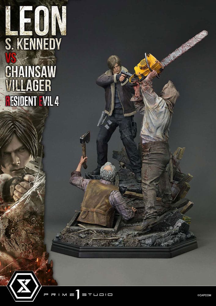 Resident Evil 4 Ultimate Premium Masterline Series Statue 1/4 Leon S. Kennedy vs. Chainsaw Villager 76 cm - Preorder - ETA: 25.10.2026