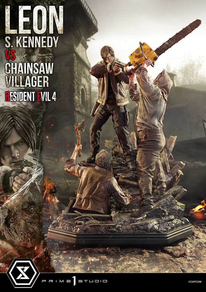 Resident Evil 4 Ultimate Premium Masterline Series Statue 1/4 Leon S. Kennedy vs. Chainsaw Villager 76 cm - Preorder - ETA: 25.10.2026