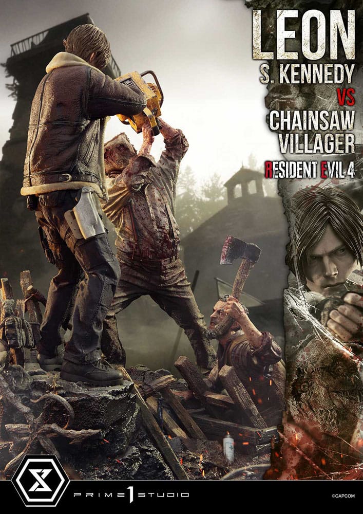 Resident Evil 4 Ultimate Premium Masterline Series Statue 1/4 Leon S. Kennedy vs. Chainsaw Villager 76 cm - Preorder - ETA: 25.10.2026