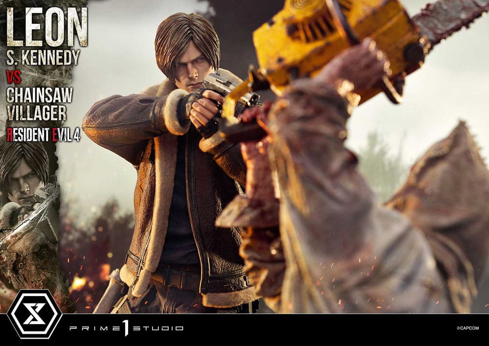Resident Evil 4 Ultimate Premium Masterline Series Statue 1/4 Leon S. Kennedy vs. Chainsaw Villager 76 cm - Preorder - ETA: 25.10.2026