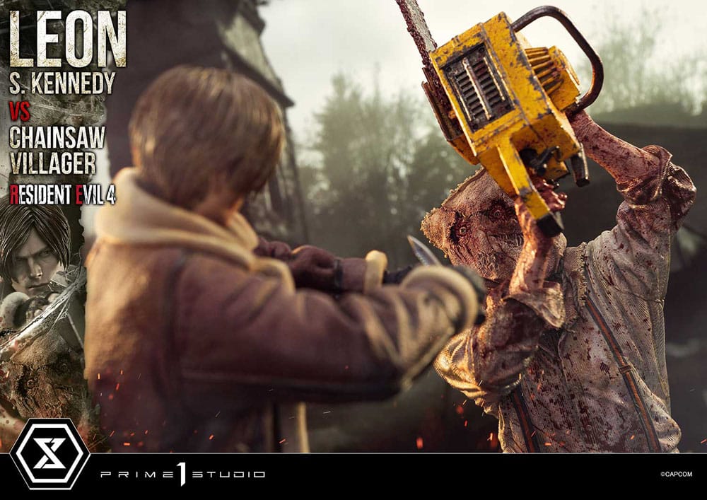 Resident Evil 4 Ultimate Premium Masterline Series Statue 1/4 Leon S. Kennedy vs. Chainsaw Villager 76 cm - Preorder - ETA: 25.10.2026