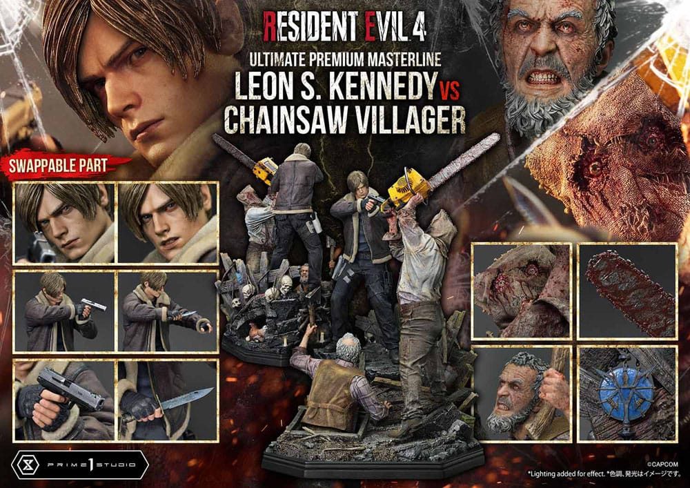 Resident Evil 4 Ultimate Premium Masterline Series Statue 1/4 Leon S. Kennedy vs. Chainsaw Villager 76 cm - Preorder - ETA: 25.10.2026
