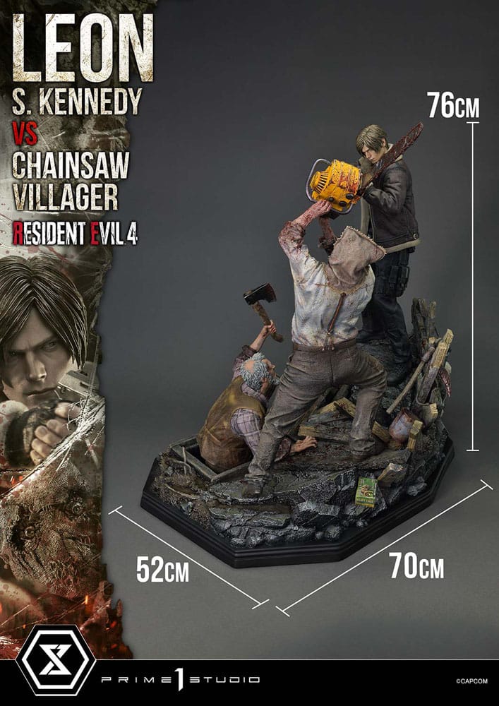 Resident Evil 4 Ultimate Premium Masterline Series Statue 1/4 Leon S. Kennedy vs. Chainsaw Villager 76 cm - Preorder - ETA: 25.10.2026