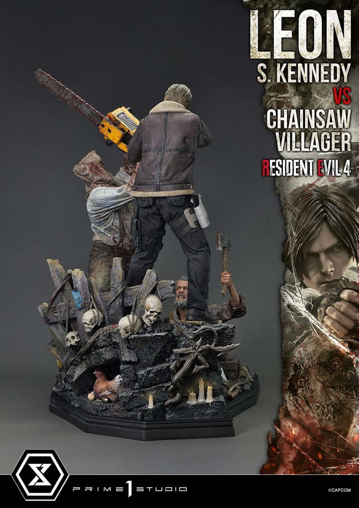 Resident Evil 4 Ultimate Premium Masterline Series Statue 1/4 Leon S. Kennedy vs. Chainsaw Villager 76 cm - Preorder - ETA: 25.10.2026