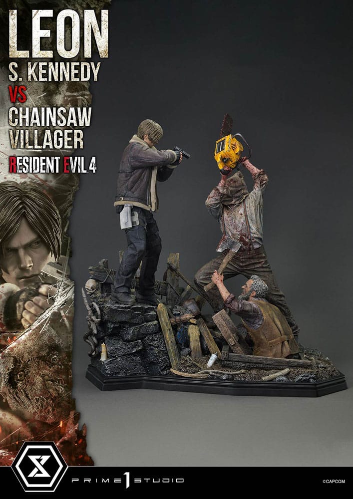 Resident Evil 4 Ultimate Premium Masterline Series Statue 1/4 Leon S. Kennedy vs. Chainsaw Villager 76 cm - Preorder - ETA: 25.10.2026