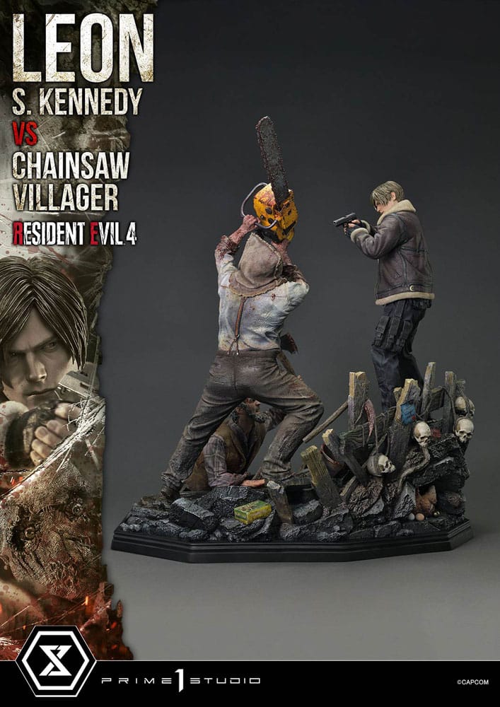 Resident Evil 4 Ultimate Premium Masterline Series Statue 1/4 Leon S. Kennedy vs. Chainsaw Villager 76 cm - Preorder - ETA: 25.10.2026