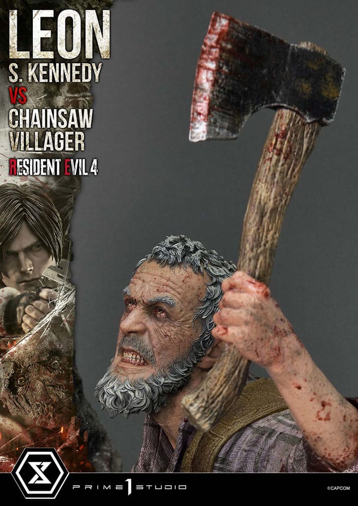 Resident Evil 4 Ultimate Premium Masterline Series Statue 1/4 Leon S. Kennedy vs. Chainsaw Villager 76 cm - Preorder - ETA: 25.10.2026