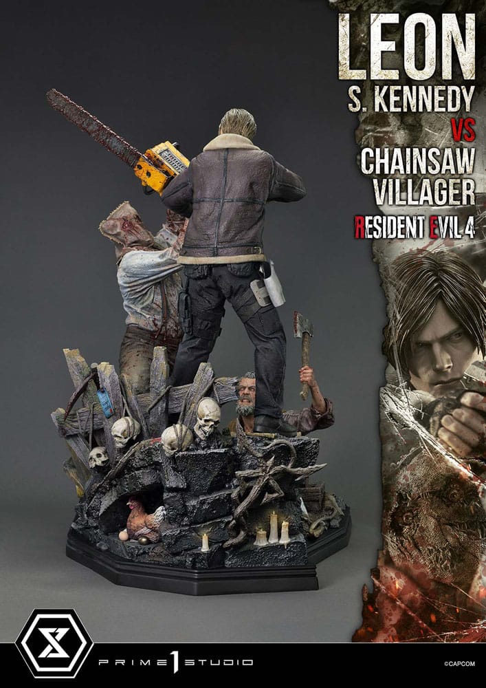 Resident Evil 4 Ultimate Premium Masterline Series Statue 1/4 Leon S. Kennedy vs. Chainsaw Villager 76 cm - Preorder - ETA: 25.10.2026