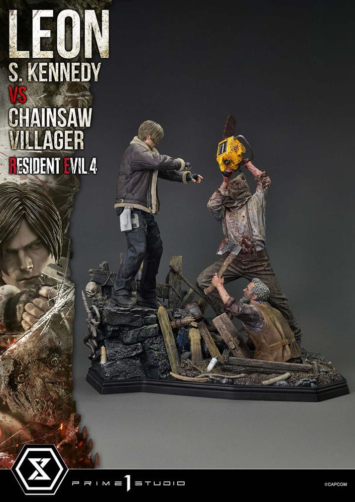 Resident Evil 4 Ultimate Premium Masterline Series Statue 1/4 Leon S. Kennedy vs. Chainsaw Villager 76 cm - Preorder - ETA: 25.10.2026