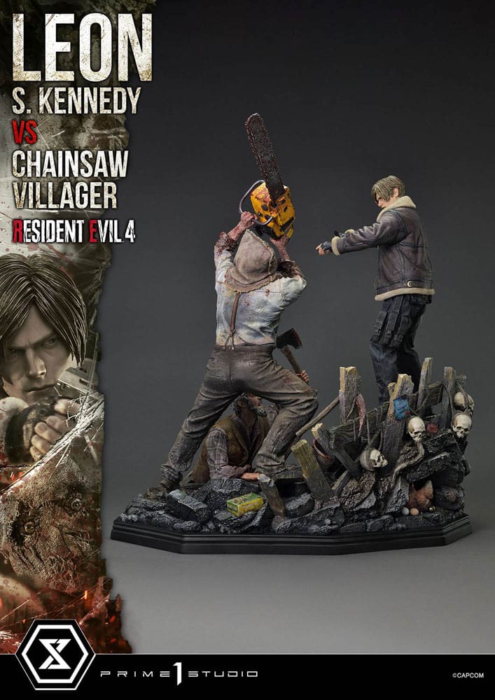 Resident Evil 4 Ultimate Premium Masterline Series Statue 1/4 Leon S. Kennedy vs. Chainsaw Villager 76 cm - Preorder - ETA: 25.10.2026