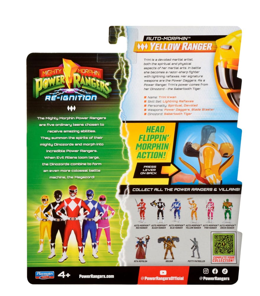 Power Rangers Actionfigur Auto-Morphin Yellow Ranger 12 cm - Preorder - ETA: 09.12.2025