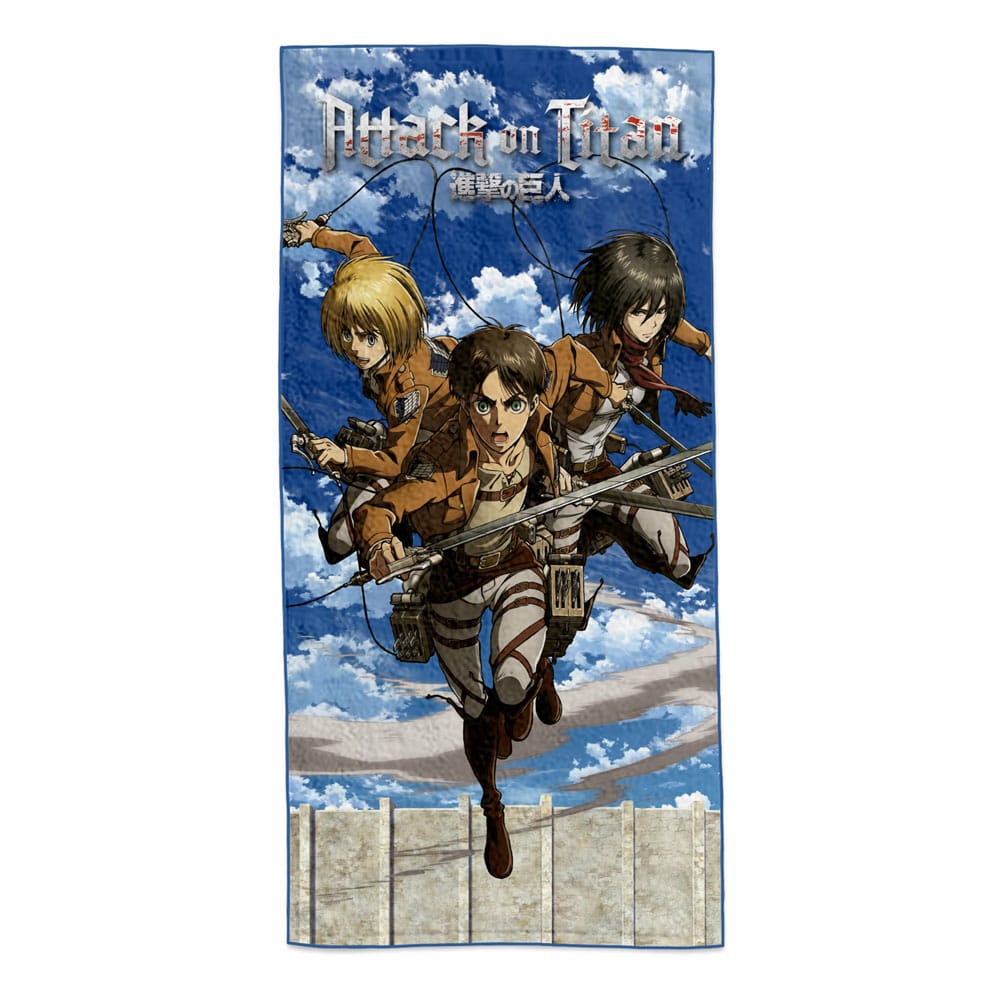 Attack on Titan Handtuch Eren, Mikasa & Armin 150 x 75 cm - Versand: 5-7 Tage nach Bestellung