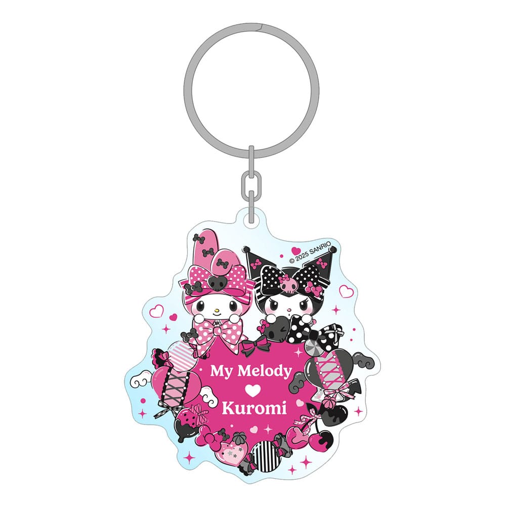 Sanrio Pink Black Party Series Acryl Schlüsselanhänger My Melody & Kuromi 7 cm - Versand: 7 Tage nach Bestellung