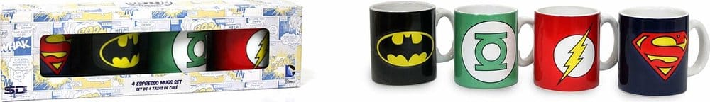 DC Comics Keramik Mini-Kaffeetassen Logos 8 cm Set (4) - Preorder - ETA: 25.09.2026