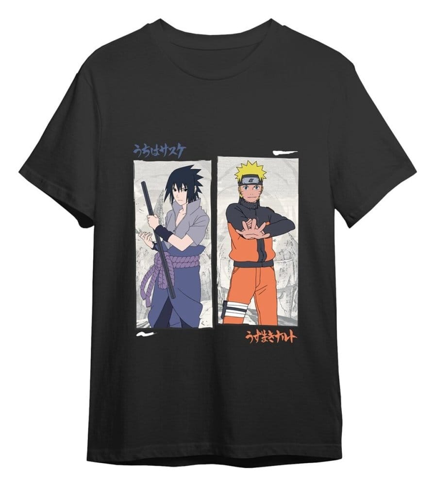 Naruto Shippuden T-Shirt Naruto vs Sasuke Black Größe M - Versand: 7 Tage nach Bestellung